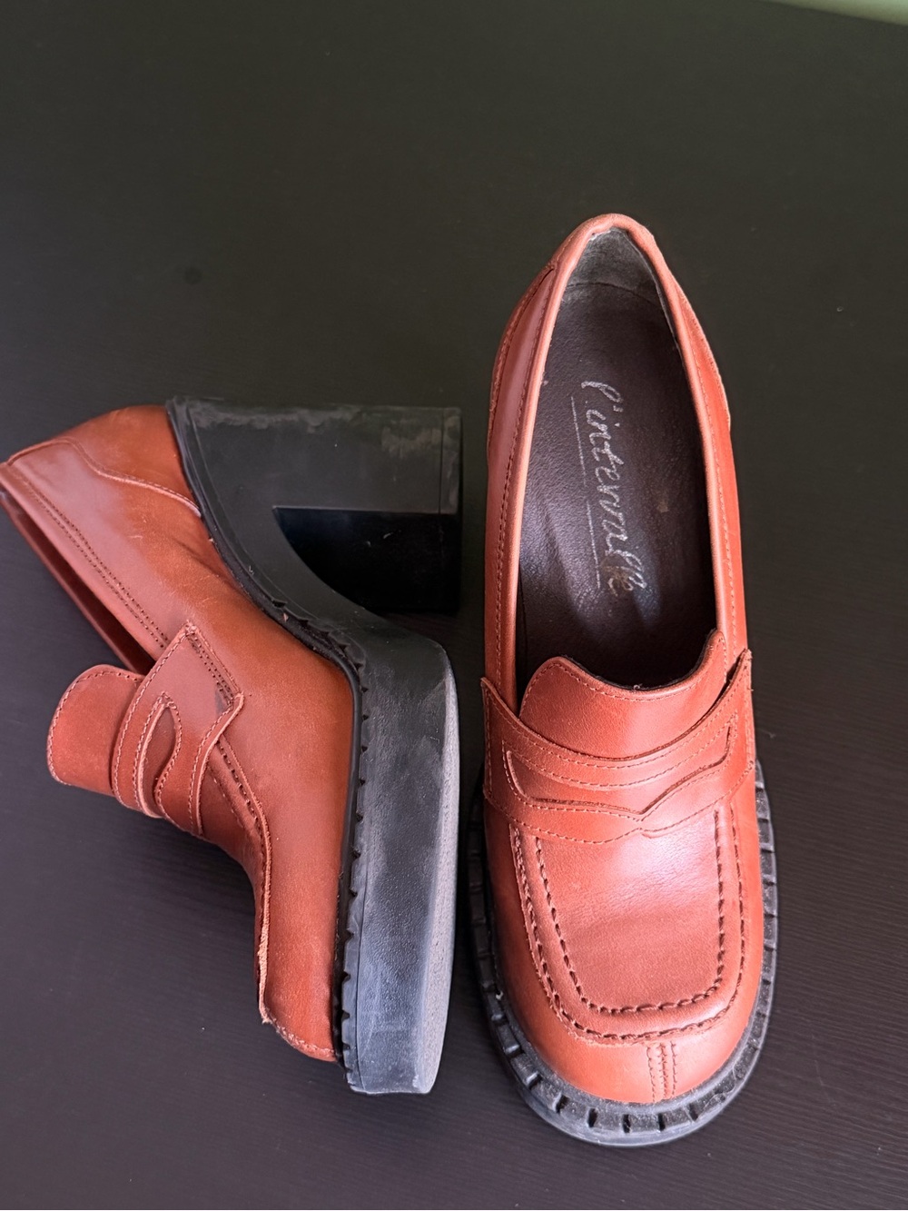 L’Intervalle Women's Chunky Heel Loafer - Tan Leather size 37 - Picture 11 of 12